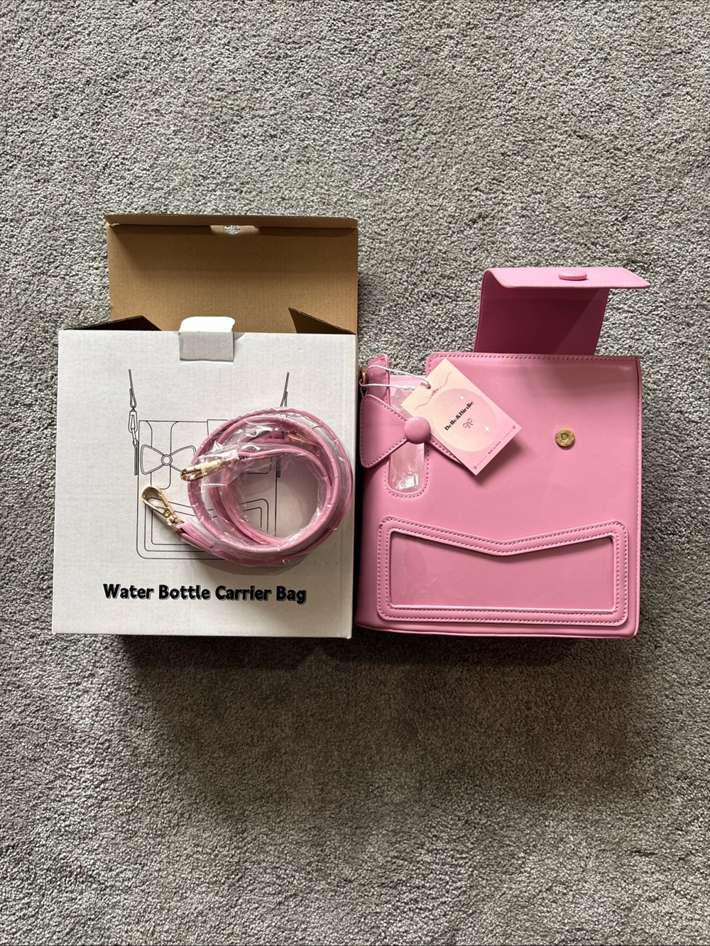 Pink Water Bottle Carrier Crossbody Bag - Unbranded